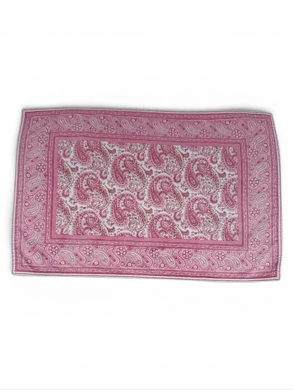 6 Williams-Sonoma Reversable Pink Paisley And Stripe Placemat. 14